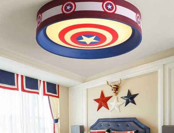 Lamp Ideeën voor Kinderkamers Met nachtkast lampjes, slaaplampjes, plafond lamp captain america schild