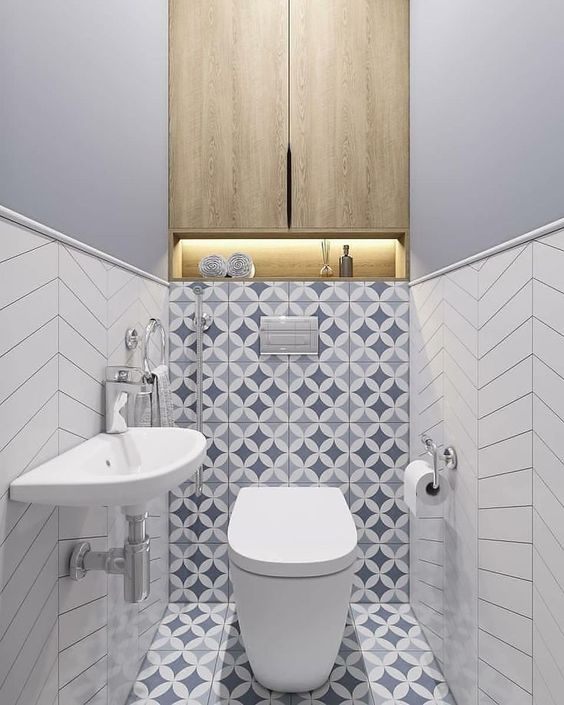 moderne design toilet inspiratie, voorbeelden en ideeën met toilet tegels, spiegels en wasbakken 2